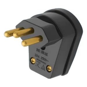 Plug Pino Maciço Macho 90 Gr 2p+t 20a Fame Preto Prensa Cabo