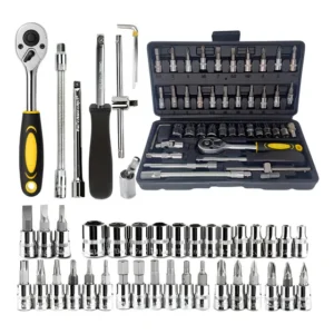 Jogo de Chaves Soquete Revara Aço Catraca 46 Peças com Maleta Portátil