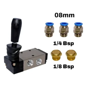 Válvula Alavanca 5/2 Vias 1/4 Trava Completa Mangueira 8mm