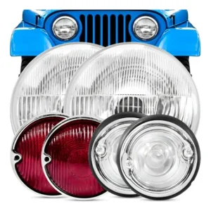 Farol Jeep Willys 69 A 79 + Lanterna + Pisca Bloco Jipe 6 Pç