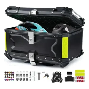 Bau Para Moto 65l Bau De Aluminio Top Case Com Encosto + 50 Adesivos +suporte Bau Moto Suporte Para Bau De Moto Bau Para Motocicleta À Prova D'água