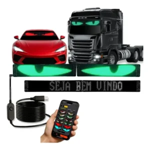 Tela Led Olho 90x20 Bluetooth Para-brisa Carro Caminhão