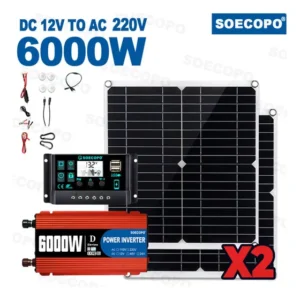 Kit De Energia Solar De 6000w, Inversor, Painéis Solares De