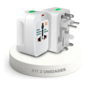 Kit 2 Adaptador de Tomada Universal Lecom Para Viagem Internacional 150 Países