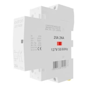 Contator Modular Bipolar 25a 2 Polos 2na 110v 127 Volts Contatora Exatron Lect4050 Trilho Din35