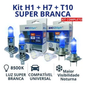 Kit 6 Lampadas Super Branca Baixo Alto E Lanterna H7 H1 T10