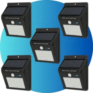 Kit 5 Luminaria Solar Coolcold Luz Led Com Sensor Presença Automático Estrutura Jardim Piscina Muro Prova D'agua Cor Preto