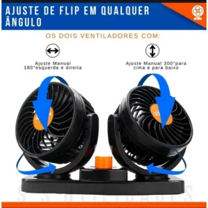 Ventilador Automotivo Duplo Veicular Lelong 12v Cabeça Dupla Rotação 360°
