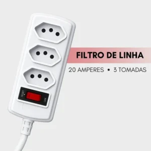 Filtro de Linha 20 Amperes para ar condicionado 3 Tomadas 1,5 metros Force Line