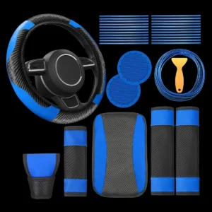 Kit De Acessórios Para Interior De Carro Azul E Preto