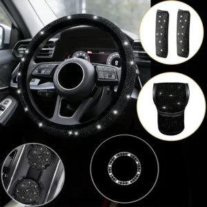 Conjunto De Acessórios Para Interior De Carro Black Bling Rh
