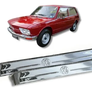 Calha Chuva Brasilia Inox 1 Cordão E Logo Vw Brasilia Par