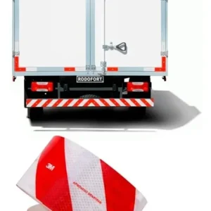 Faixa Refletiva 3m Parachoque Caminhão 2,40m X 30cm Cor Vermelho Listrado