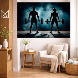 Quadro Decorativo Academia 90x70 Fitness Casal Levantamento De Peso Poster Motivacional Musculação Crossfit Treino Força Disciplina Sem Moldura Mdf Alta Qualidade Decoração Quarto Sala Escritório