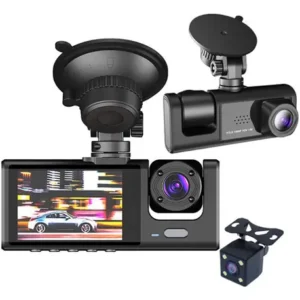 E 3 Lentes De Câmera Dvr De Carro Dash De 3 Canais Hd 1080