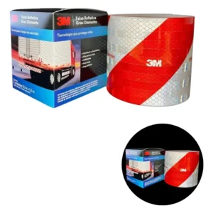 Faixa Refletiva Do Parachoque Caminhão 3m 2,40mts Cor Vermelho Listrado