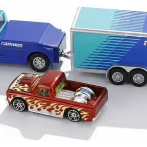 Kit Brinquedo Caminhão De Reboque + Carrinho Miniatura Metal