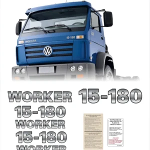 Kit Adesivo Volkswagen 15-180 Worker Emblema Caminhão Cmk58
