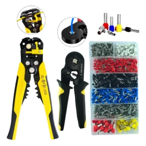 Kit Alicate Crimpar Descascador 1200 Terminais Ilhós Tubular