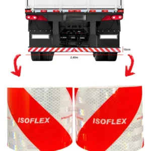 Faixa Refletiva Para-choque Caminhão 2,40m Ld Le Isoflex Cor Vermelho Listrado