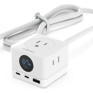 Carregador Minix 67w Usb C Com 3 Tomadas E Cabo De 5 Pés Par