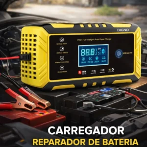 Carregador De Bateria Inteligente Automotiva E Reparador De Baterias Envelhecidas 12v/24v Prolonga Vida Util Portátil Aplica Para Carro Moto Caminhão Veículos