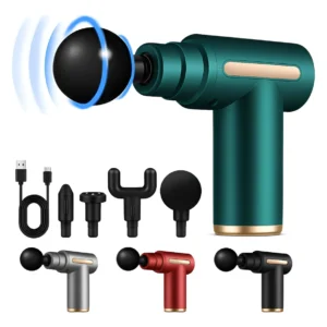 Pistola Massageadora Portátil Minimen 25W Recarregável 4 Cabeças