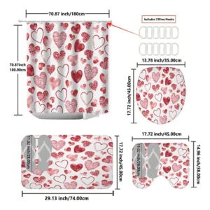 Tapete De Chão De Decoração Com Cortina De Coração, Conjunto