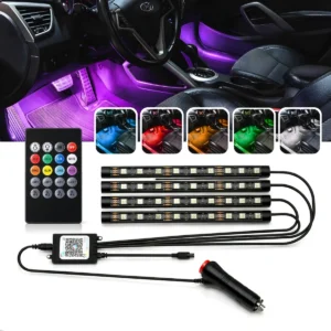 Led Neon Rgb Luz Interno C/controle Acessórios Carro Tuning