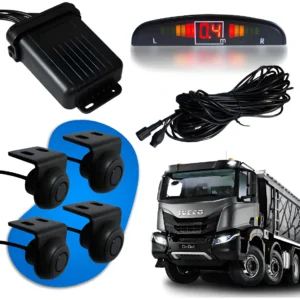 Sensor Estacionamento Ré 4 Pontos 12v 24v Cabo 15m Caminhao