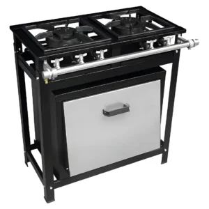 Fogão Industrial Economy 2 Bocas Com Forno Porta Vidro Cor Preto