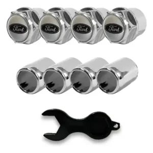 Kit Tampa Bico Válvula Antifurto Capa Cromada Ford