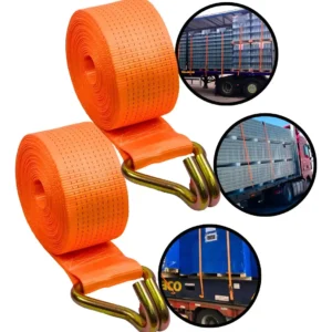2 X Cinta Fita 5 Toneladas 50mm 9 Mt Amarrar Carga Gancho J