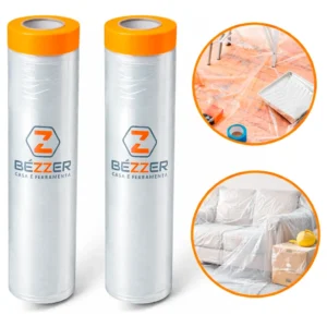 2 Lona Plástica 60m² Com Fita 3,0 X 20 M Pintura Obra Bézzer