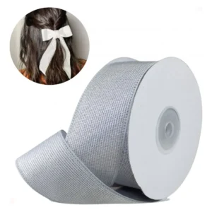 Fita Tecido Brilhoso Prata Lurex 40mm Com 18 Metros Cor 077 - Prata