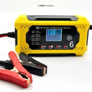 Carregador De Bateria 12V Automotiva Inteligente Portátil Auxiliar Partida Veicular Chupeta Rapida Carro Moto Lancha Jetski Caminhao Cabo 2m Eletrico Estacionaria Potente Led Recupera Carga Emergencia