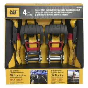 Kit 2 Jogos Cinta Amarração De Carga Caminhão Com Catraca Amarelo