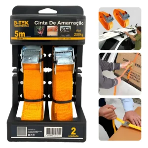 Kit 2 Cinta Amarração 2,5m 250kg Resistente Linha Pesada