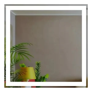 Espelho Jateado Quadrado 50x50 Com Led Touch Screen Moderno Moldura Frio