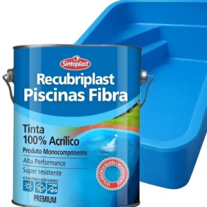 Tinta Piscina Impermeabilizante Azul Base Água Recubriplast 10L Acrílica Rendimento Elevado Alta Aderência Superfície Submersa Revestimento Alvenaria Resistente Cloro Sol Intempéries