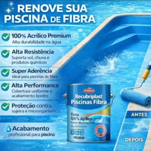 Recubriplast Tinta P/ Piscina De Fibra 3,6l Azul Rend 50m²