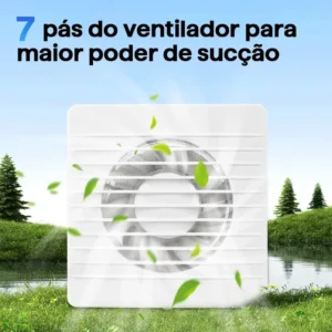 Exaustor de Banheiro Bivolt com 7 Pás e Tela Protetora Contra Insetos