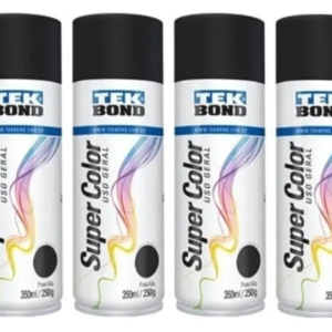 Kit 6 Tintas Spray Preto Fosco 350ml Tekbond