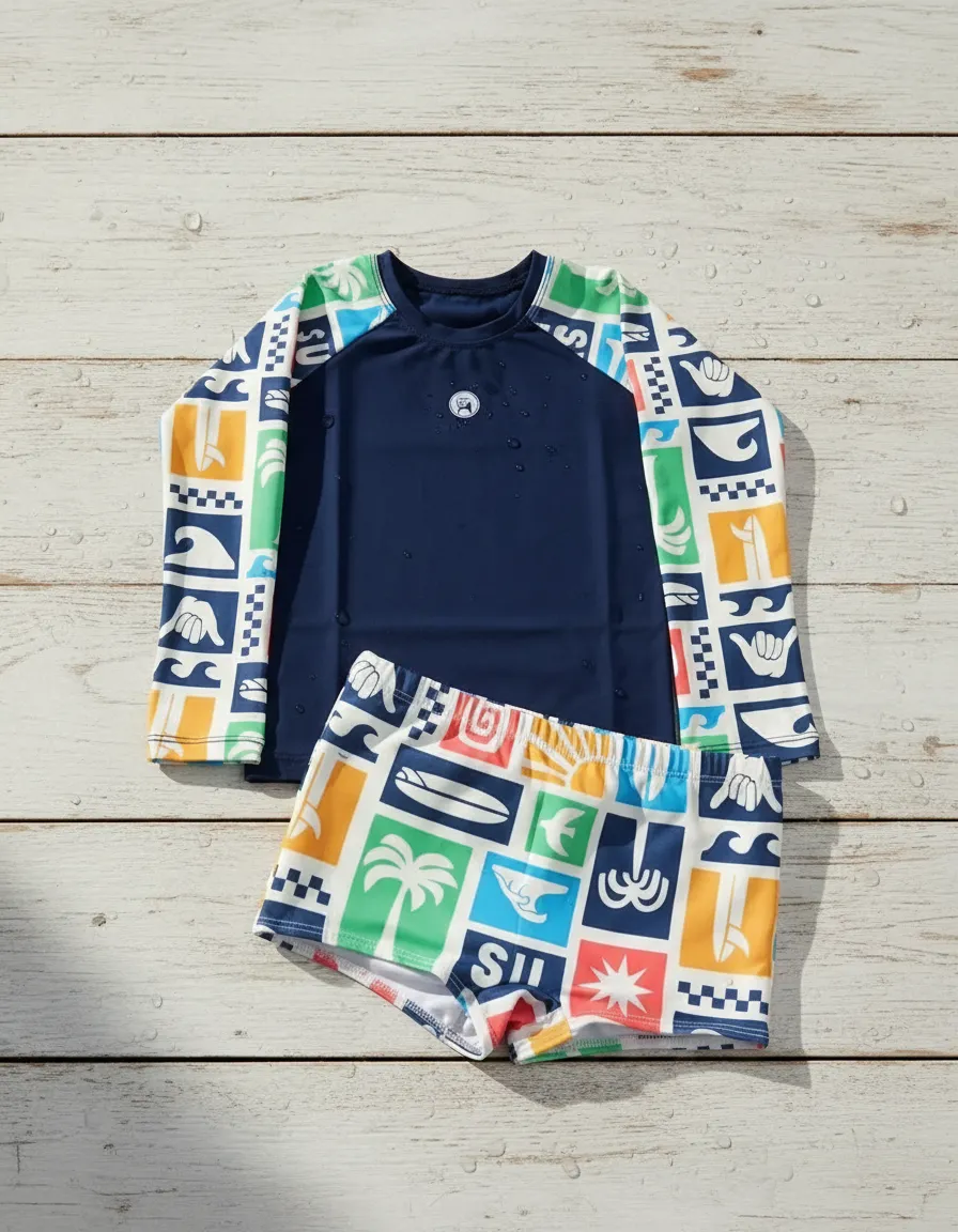 Sunga + Blusa Proteção Solar Fps Uv50 Roupa Banho Juvenil - Imagem 2