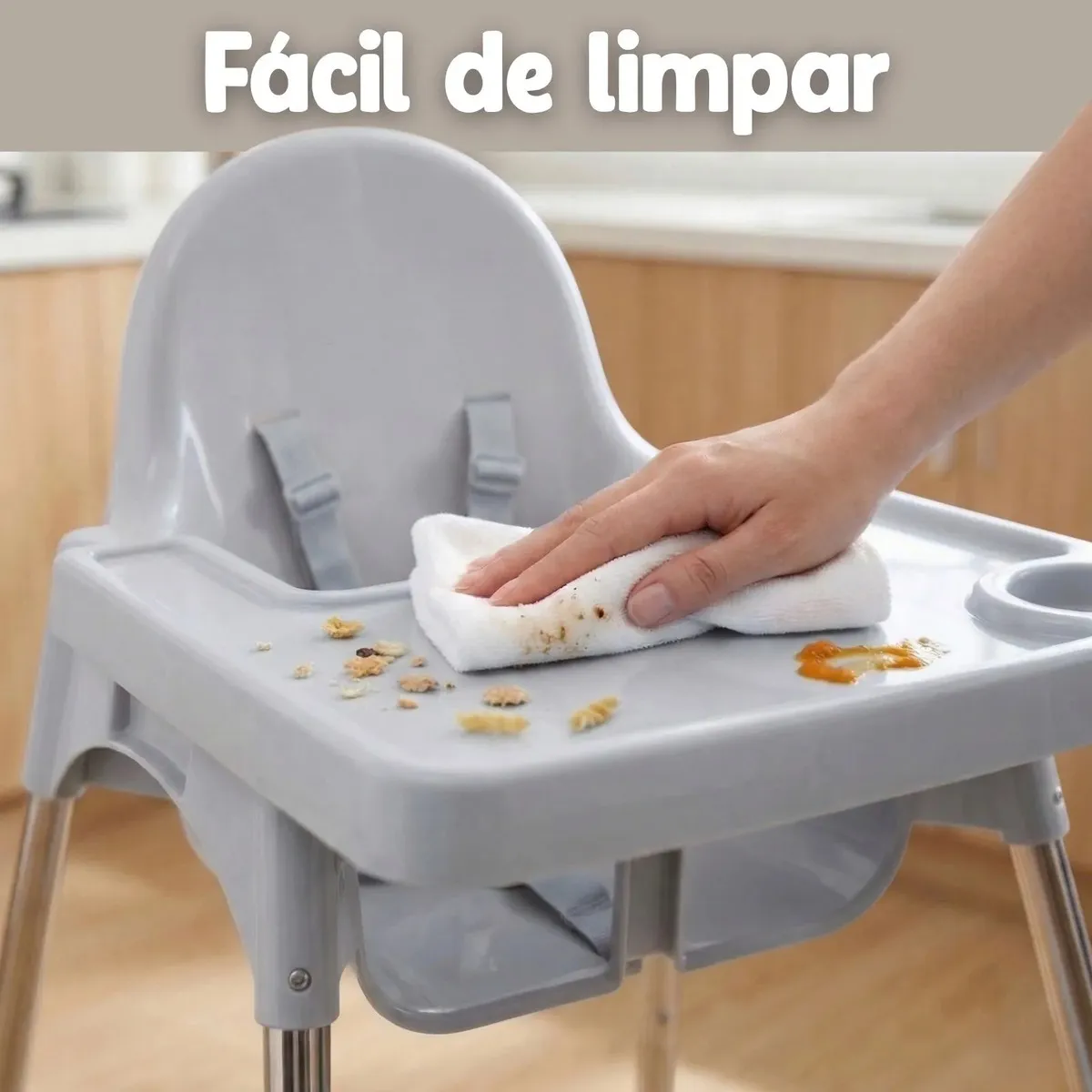 Cadeira De Refeição Portátil Para Bebê Alimentação Infantil Cinza - Imagem 2