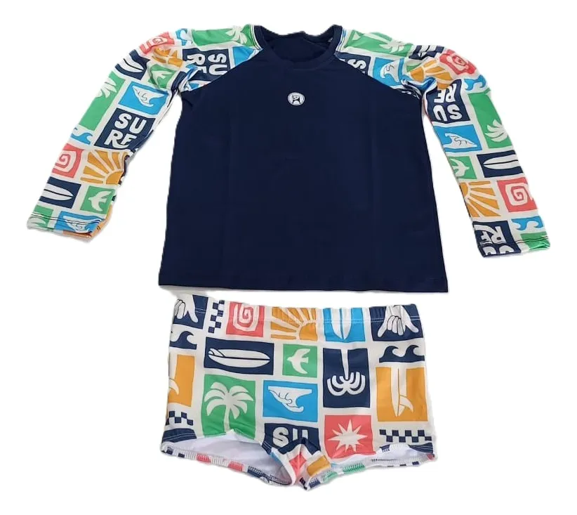 Sunga + Blusa Proteção Solar Fps Uv50 Roupa Banho Juvenil - Imagem 3