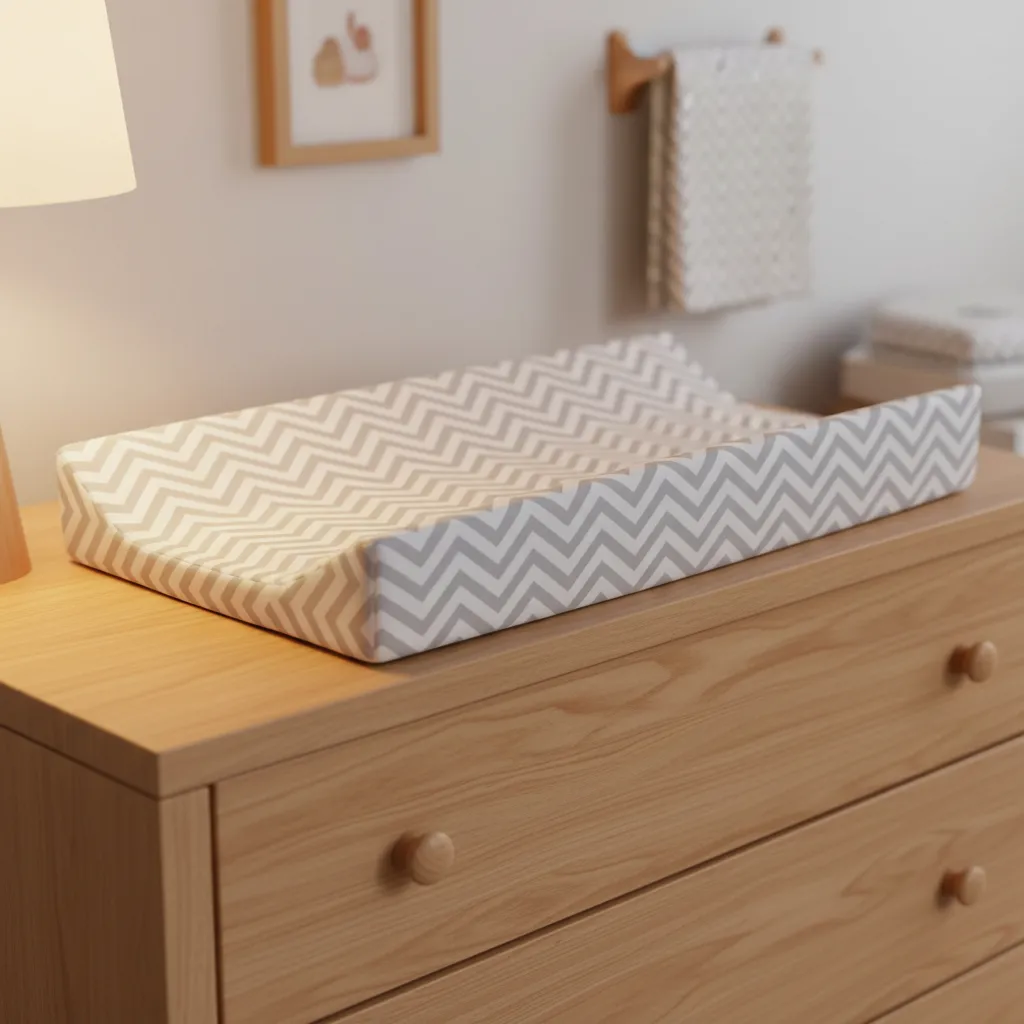 Trocador De Bebe Americano Chevron Cinza Cinza Chevron
