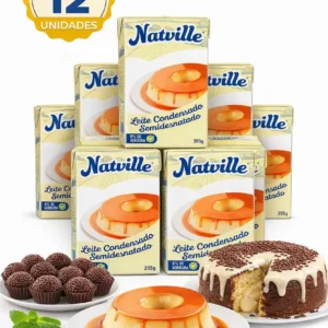 Kit 12 Leite Condensado Natville 395g P/ Confeitaria E Doces