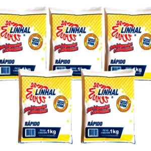 Kit 5 Gesso Rápido Estuque Artesanato Linhal 1kg Cada