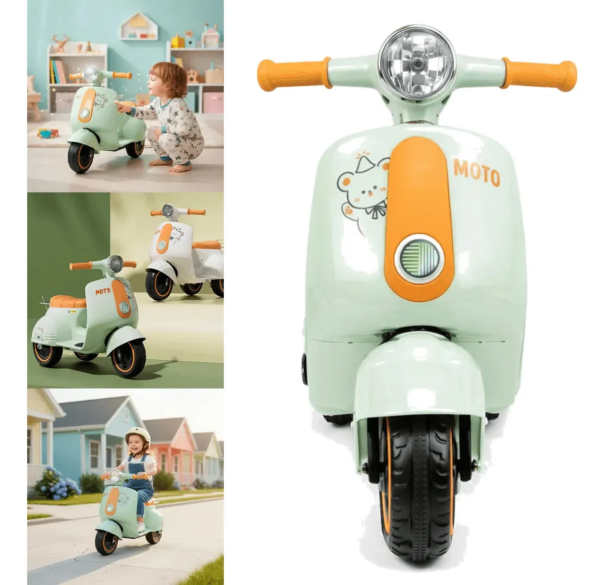Triciclo Elétrico Infantil De Passeio Scooter 6v Com Musicas Verde - Imagem 2